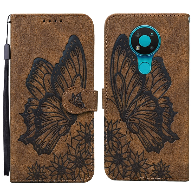 Custodia in pelle a vibrazione orizzontale con goffratura farfalle effetto pelle retrò con supporto, slot per carte e portafoglio, For Nokia 2.4, For Nokia 3.4