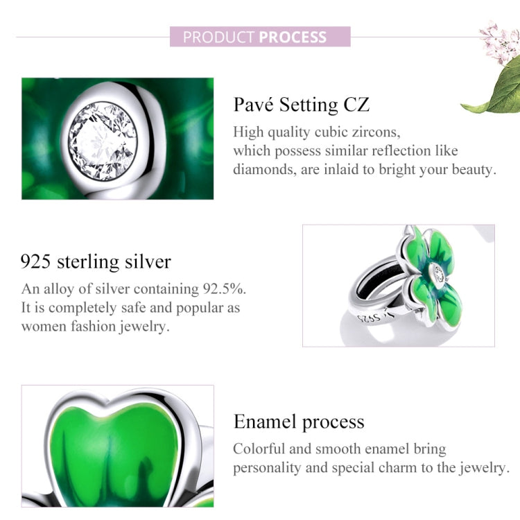 Perline trifoglio portafortuna in argento sterling S925