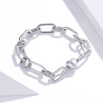 Bracciale donna argento sterling S925 Paperclip Love