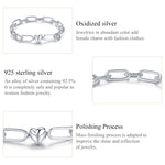 Bracciale donna argento sterling S925 Paperclip Love