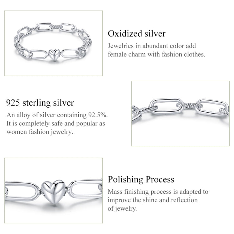 Bracciale donna argento sterling S925 Paperclip Love