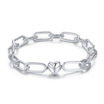 Bracciale donna argento sterling S925 Paperclip Love