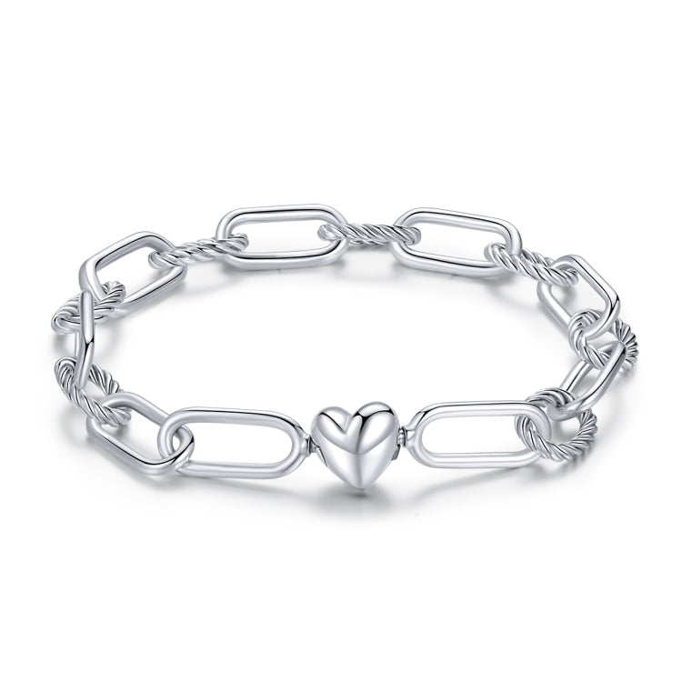 Bracciale donna argento sterling S925 Paperclip Love