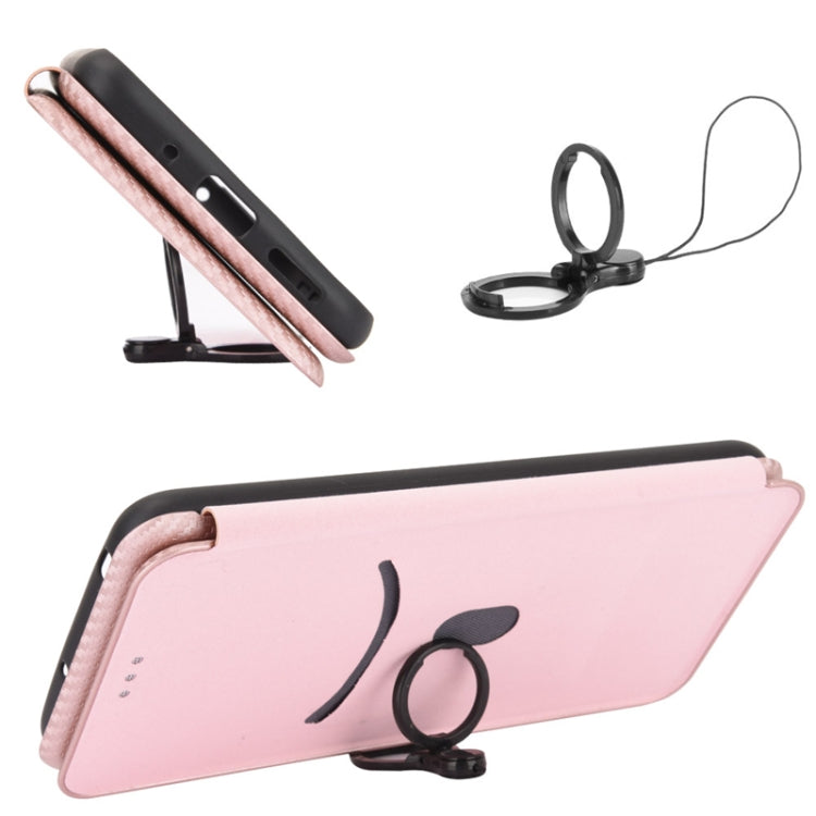 Struttura in fibra di carbonio Flip orizzontale magnetico Custodia in pelle TPU + PC + PU con slot per schede, For ZTE Blade A7s 2020