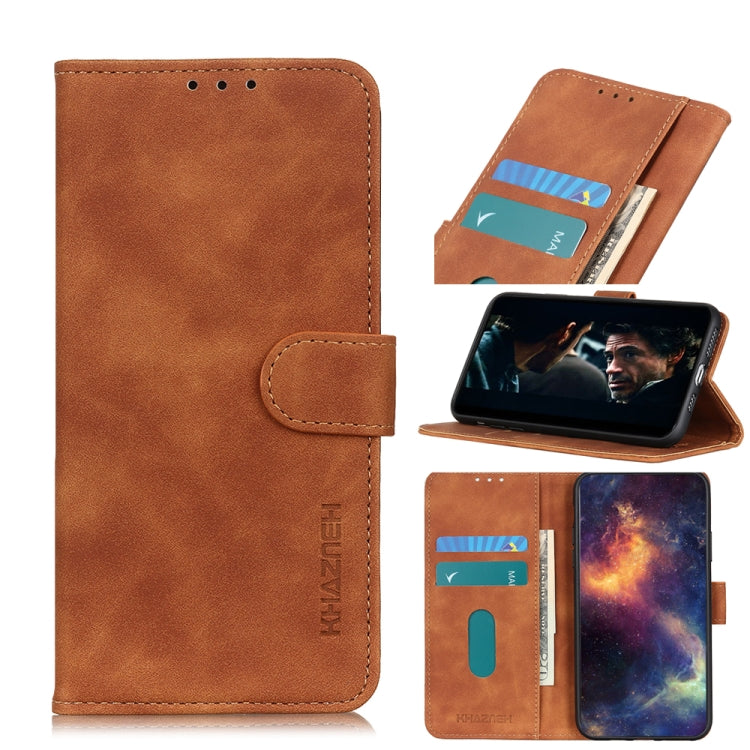 KHAZNEH Retro Texture PU + TPU Custodia in pelle a vibrazione orizzontale con supporto, slot per carte e portafoglio, For LG K53, For Motorola Moto E7 Power, For Motorola Moto G30