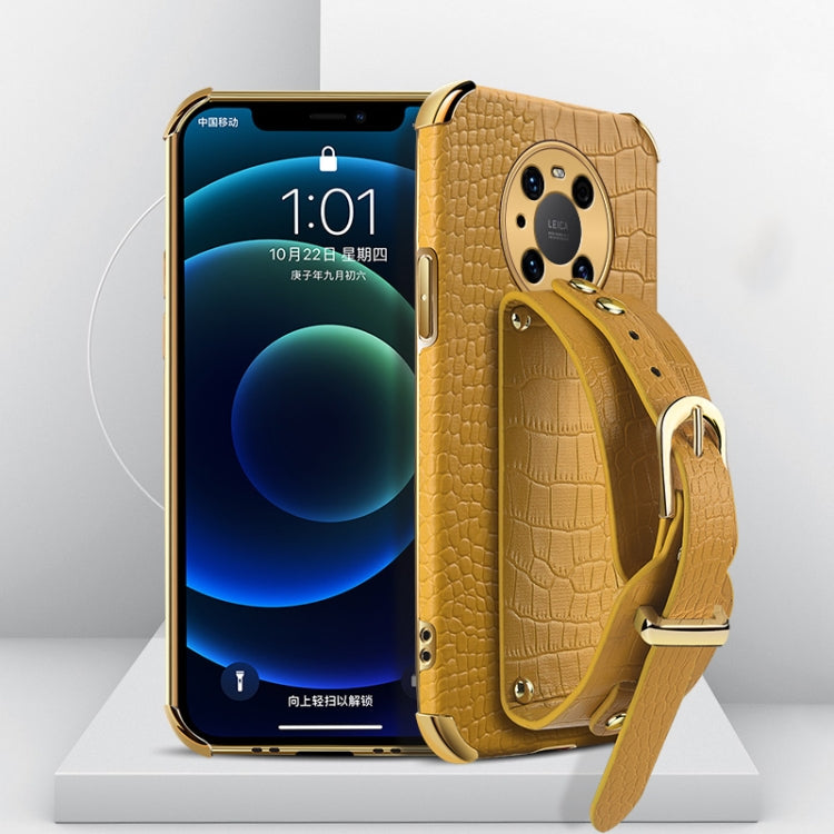 Custodia in pelle con motivo coccodrillo in TPU elettrolitico con cinturino da polso, For Huawei Mate 40 Pro Plus, For Huawei Nova 8, For Huawei Nova 8 SE, For Huawei Nova 8 Pro