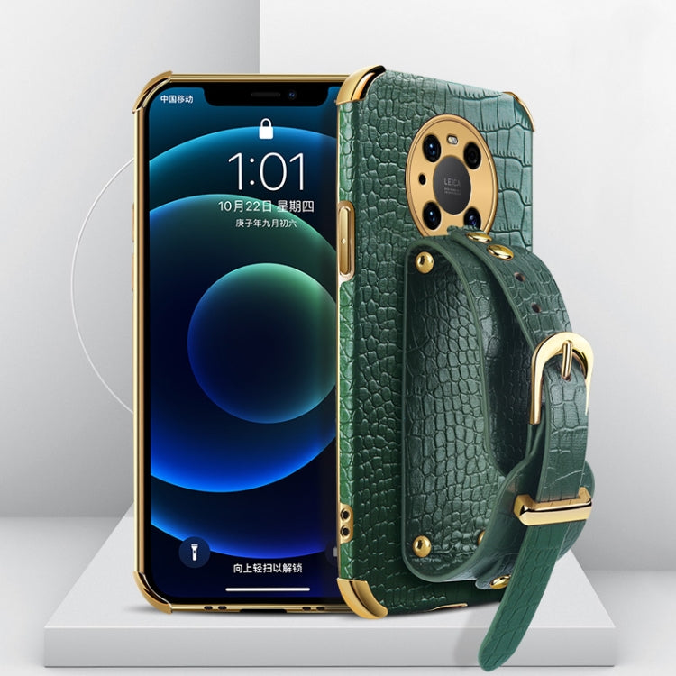 Custodia in pelle con motivo coccodrillo in TPU elettrolitico con cinturino da polso, For Huawei Mate 40 Pro Plus, For Huawei Nova 8, For Huawei Nova 8 SE, For Huawei Nova 8 Pro