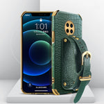 Custodia in pelle con motivo coccodrillo in TPU elettrolitico con cinturino da polso, For Huawei Enjoy 20, For Huawei Enjoy 20 SE, For Huawei Enjoy 20 Plus