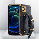 Custodia TPU effetto pelle coccodrillo con cinturino per iPhone 1