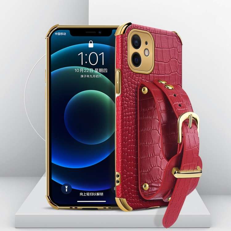Custodia TPU effetto pelle coccodrillo con cinturino per iPhone 1