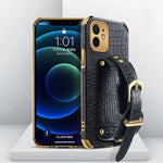 Custodia TPU effetto pelle coccodrillo con cinturino per iPhone 1