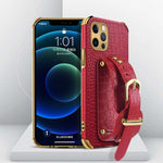 Custodia TPU effetto pelle coccodrillo con cinturino per iPhone 1