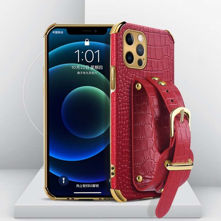 Custodia TPU effetto pelle coccodrillo con cinturino per iPhone 1