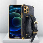 Custodia TPU effetto pelle coccodrillo con cinturino per iPhone 1