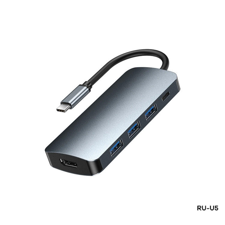 Remax RU-U5 Docking Station USB-C 5 in 1 in alluminio