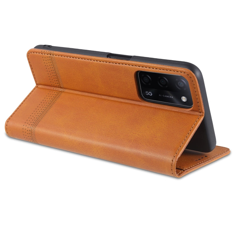 AZNS Custodia in pelle a vibrazione orizzontale con struttura in vitello magnetico con slot per carte, supporto e portafoglio, For Oppo A55 5G, For Honor V40 5G
