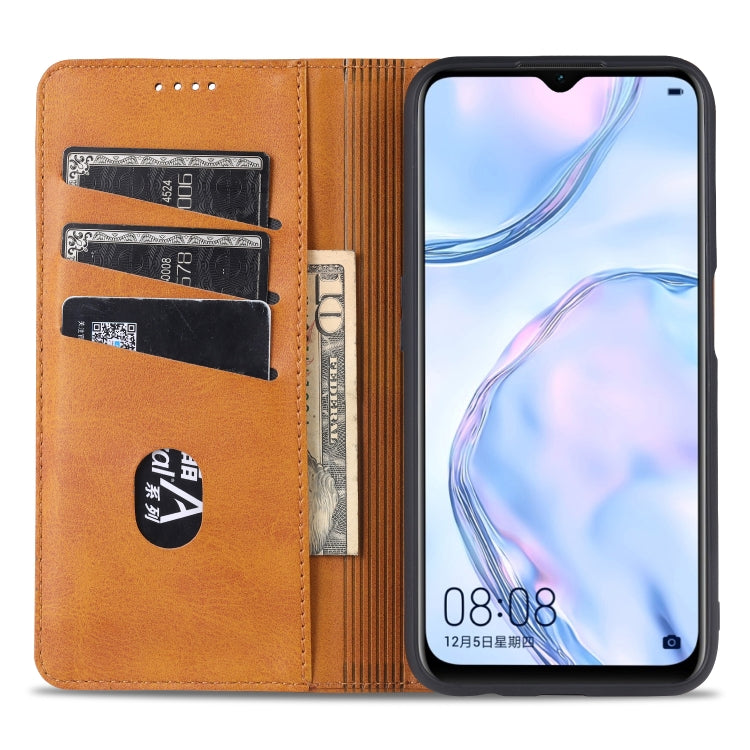 AZNS Custodia in pelle a vibrazione orizzontale con struttura in vitello magnetico con slot per carte, supporto e portafoglio, For Oppo A55 5G, For Honor V40 5G