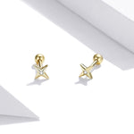 Orecchini a bottone stelle dorate in argento sterling S925
