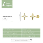 Orecchini a bottone stelle dorate in argento sterling S925