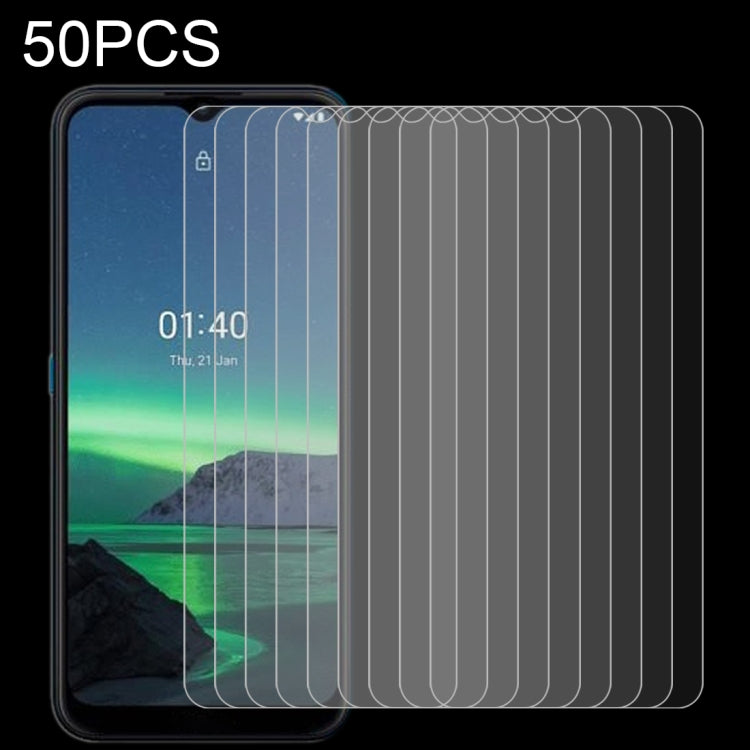 50 pellicole in vetro temperato da 0,26 mm 9H 2,5D, For Nokia 1.4 (50 PCS)