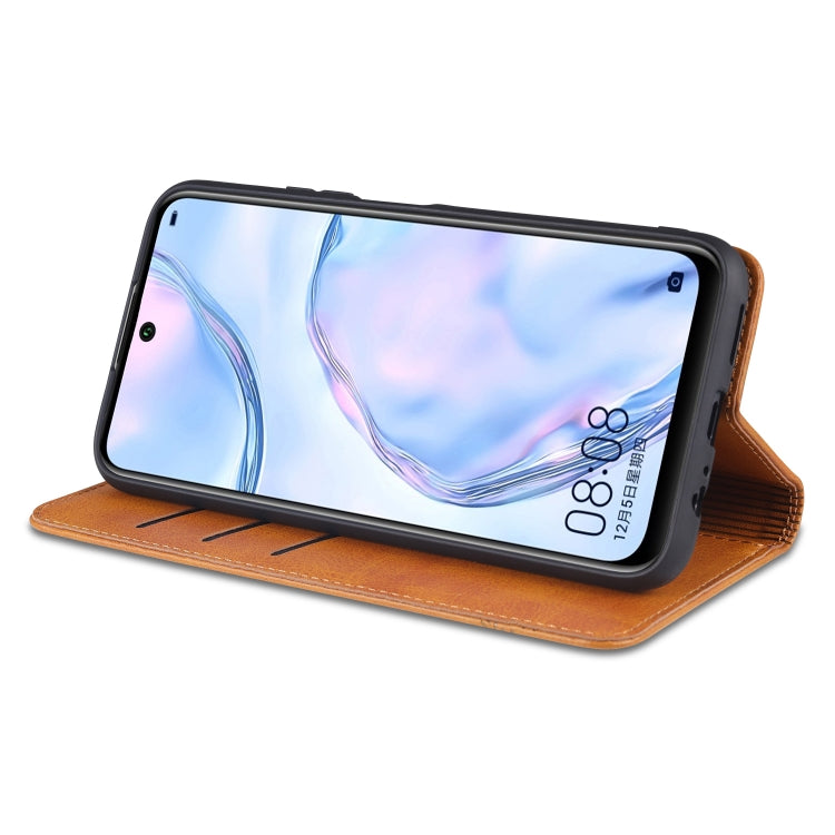 AZNS Custodia in pelle a vibrazione orizzontale con struttura in vitello magnetico con slot per carte, supporto e portafoglio, For Huawei P smart 2021, For Huawei  Y7a, For Huawei  Enjoy 20 SE 4G