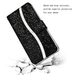 Custodia portafoglio in pelle glitterata per Samsung Galaxy A22