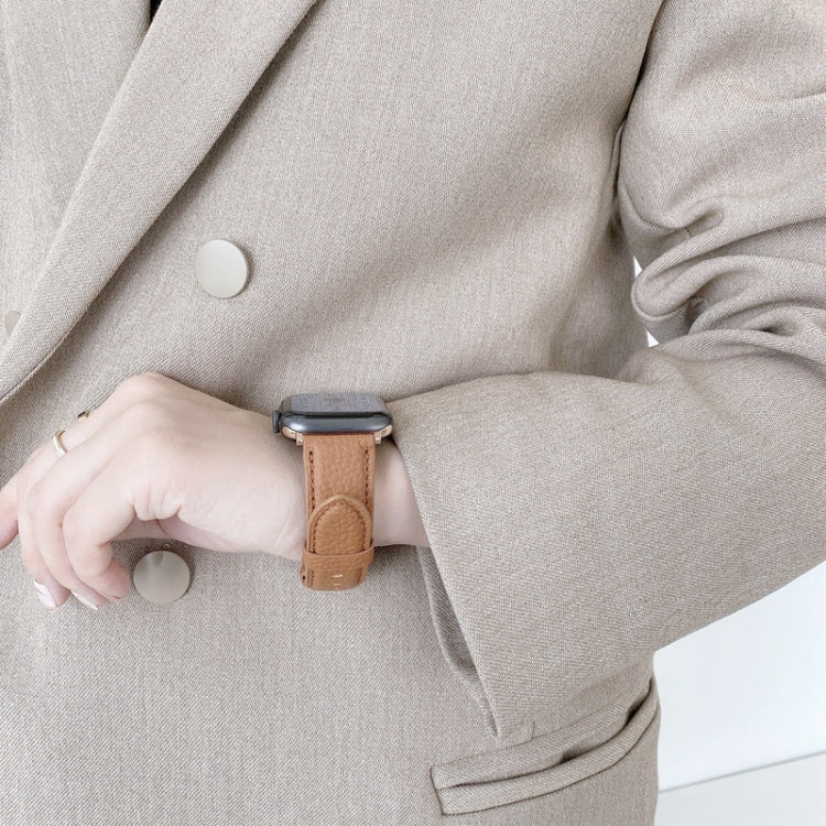 Cinturino in pelle con trama litchi per Apple Watch