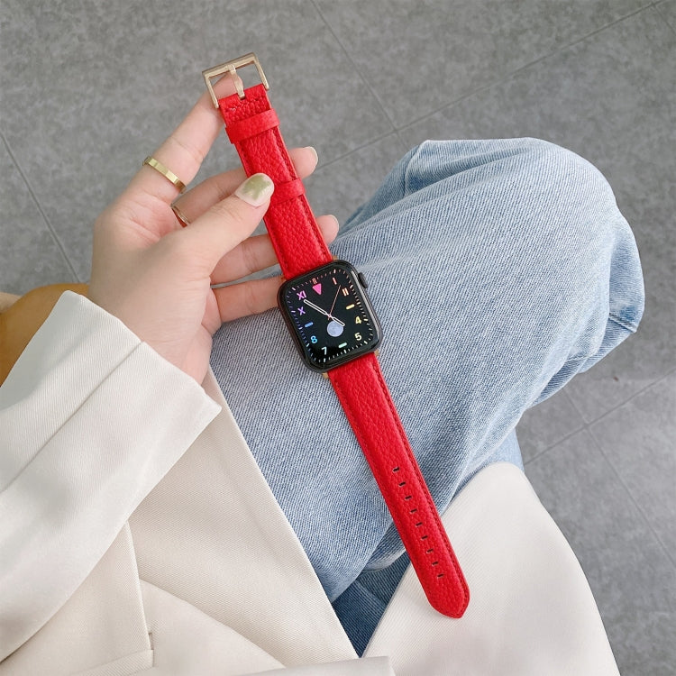 Cinturino in pelle con trama litchi per Apple Watch