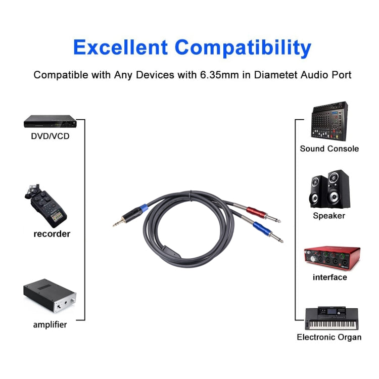 Cavo audio maschio 3,5 mm a doppio maschio 6,35 mm 1,8-5 m