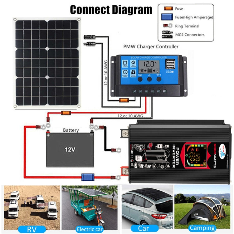 Inverter auto 12V a 220V 6000W con display LCD e doppia USB