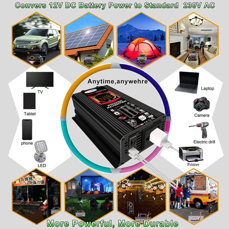 Inverter auto 12V a 220V 6000W con display LCD e doppia USB