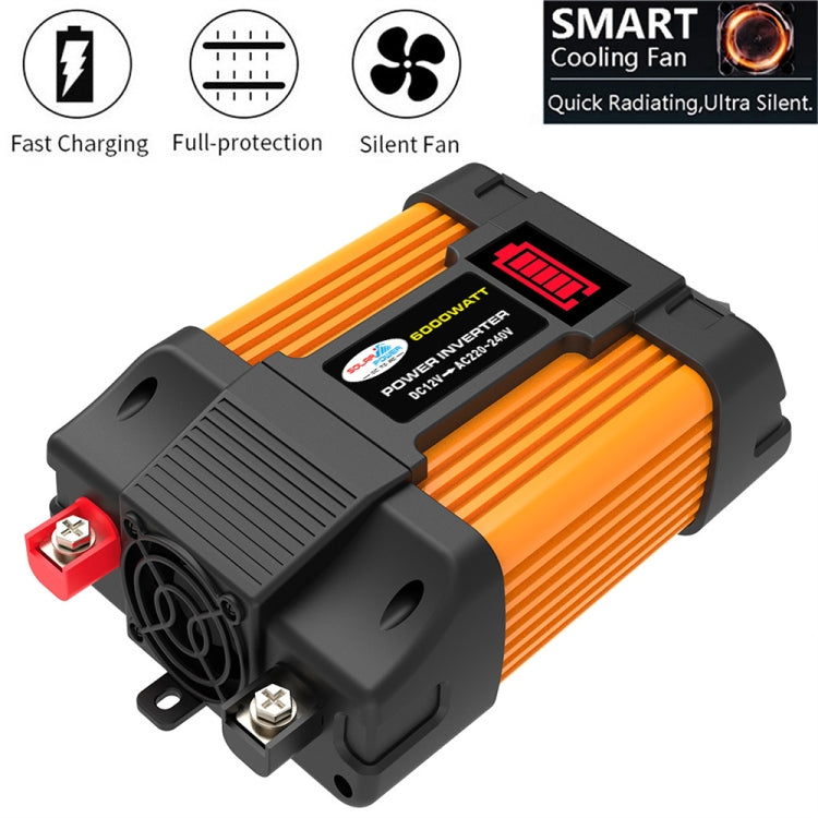 Alimentatore auto 12V a 220V 6000W con doppia USB e display LED