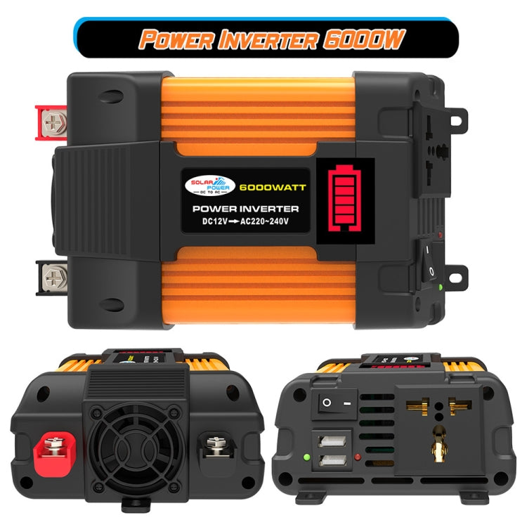 Alimentatore auto 12V a 220V 6000W con doppia USB e display LED