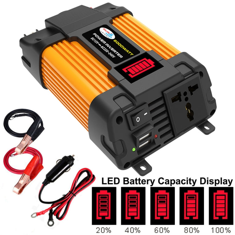 Alimentatore auto 12V a 220V 6000W con doppia USB e display LED