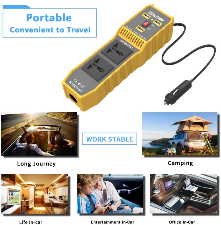 Convertitore di potenza auto 12V a 220V 300W con 3 USB