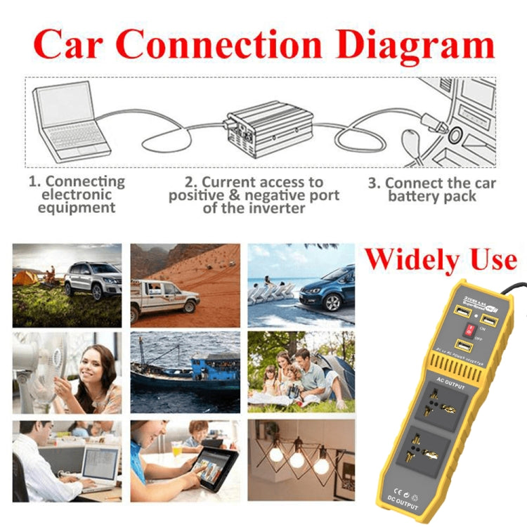 Convertitore di potenza auto 12V a 220V 300W con 3 USB