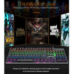 Tastiera meccanica da gioco cablata 104 tasti LED