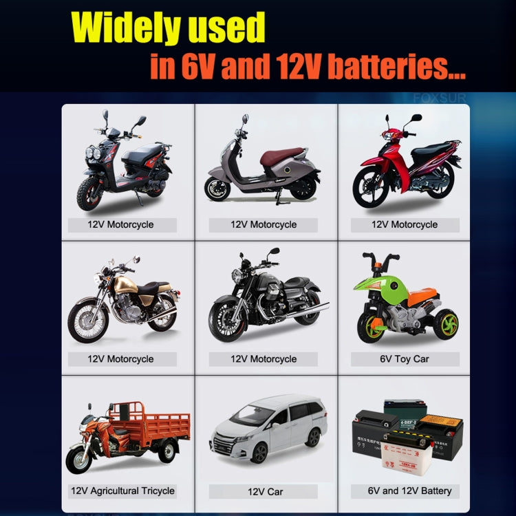 Caricabatterie FOXSUR 2A 6V/12V Auto e Moto a 3 Stadi