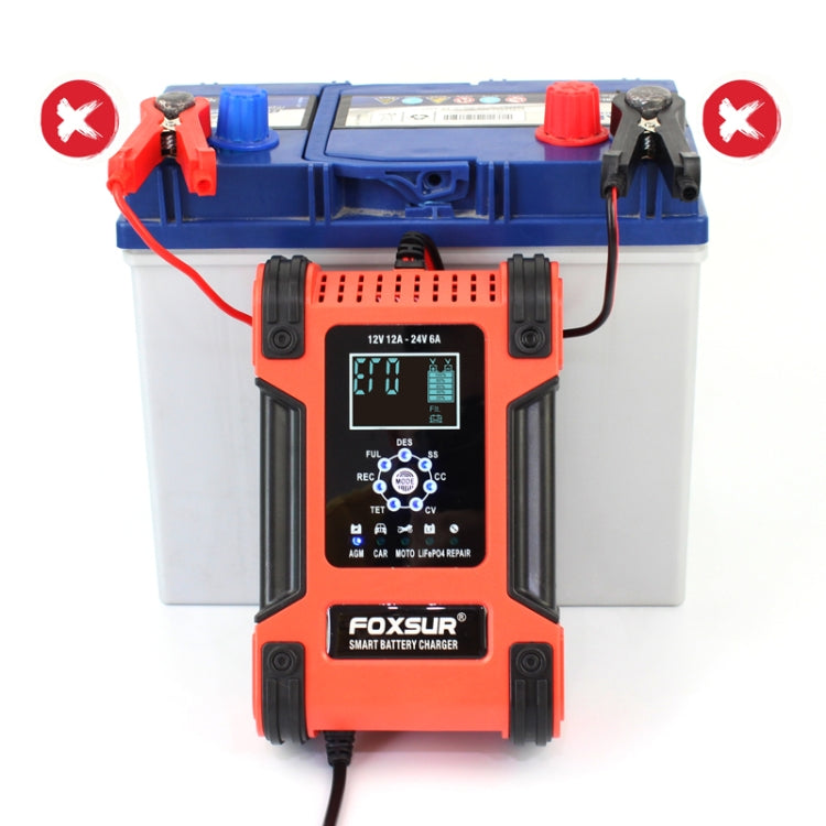 FOXSUR Caricabatteria 12A 12V/24V a 7 stadi per batterie al piomb