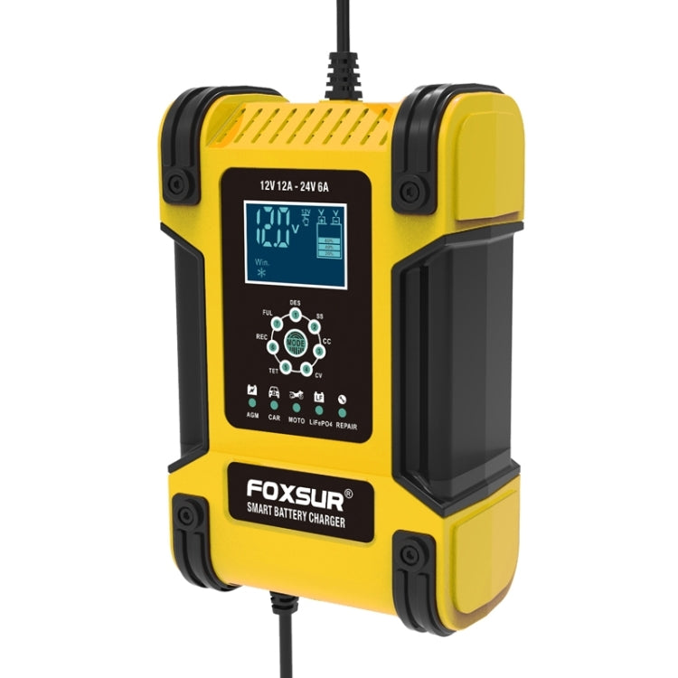 FOXSUR Caricabatteria 12A 12V/24V a 7 stadi per batterie al piomb
