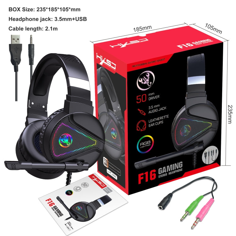 HXSJ F16 Cuffie da gioco stereo con microfono e luce RGB