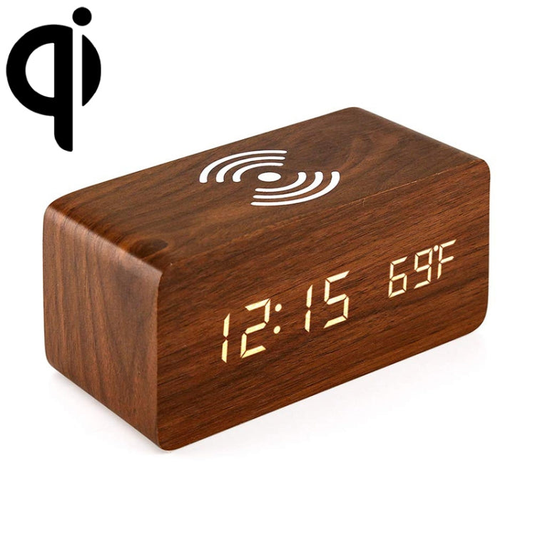 Sveglia digitale con caricabatterie wireless 5W in legno