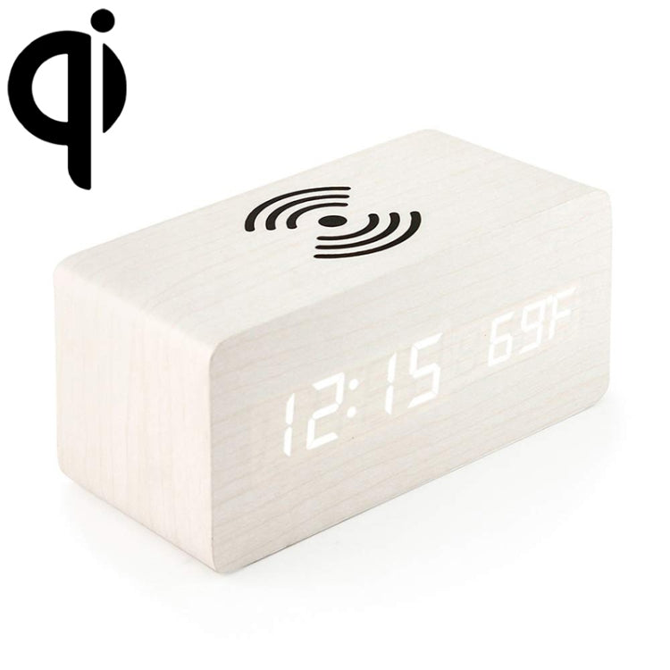 Sveglia digitale con caricabatterie wireless 5W in legno