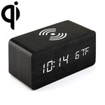Sveglia digitale con caricabatterie wireless 5W in legno