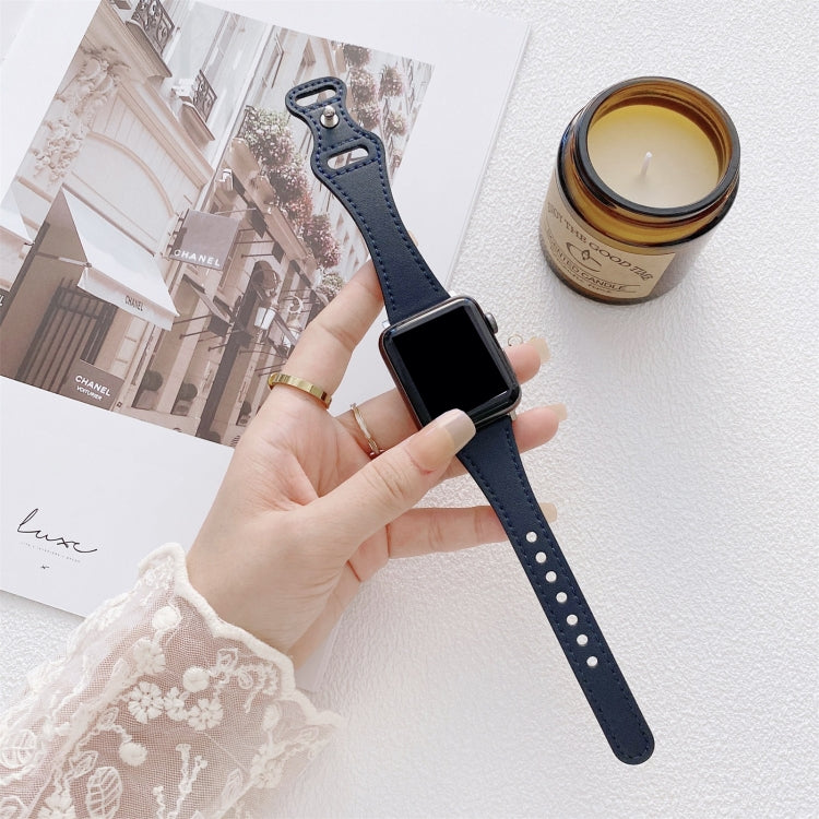 Cinturino in pelle con fibbia a 8 per Apple Watch 38-45mm