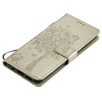 Custodia in pelle sintetica a vibrazione orizzontale con motivo ad albero e gatto con supporto e fessure per carte, portafoglio e cordino, For Nokia G10, For Nokia X20