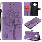 Custodia in pelle sintetica a vibrazione orizzontale con motivo ad albero e gatto con supporto e fessure per carte, portafoglio e cordino, For Nokia G10, For Nokia X20