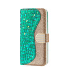 Custodia portafoglio in pelle effetto coccodrillo per iPhone 13