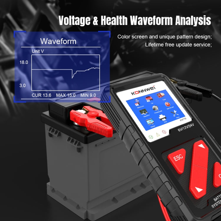 Tester batterie al piombo 6V-24V KW710 con schermo 3,2 pollici