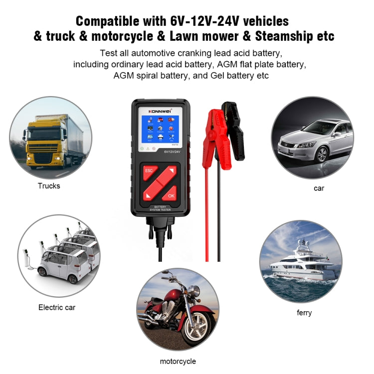 Tester batterie al piombo 6V-24V KW710 con schermo 3,2 pollici